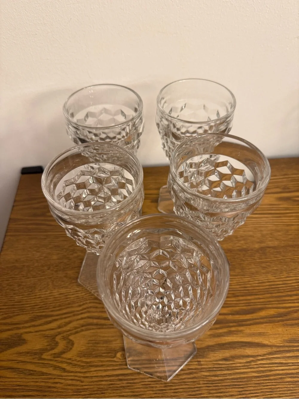 Vintage Fostoria American Clear Glass Water Goblets - Set of 5